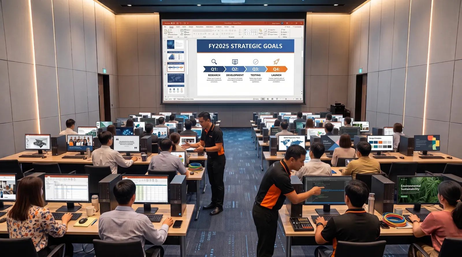 บริการเช่าคอมพิวเตอร์จำนวนมากในห้องสัมมนาขนาดใหญ่ พร้อมทีมงาน AquaOrange
